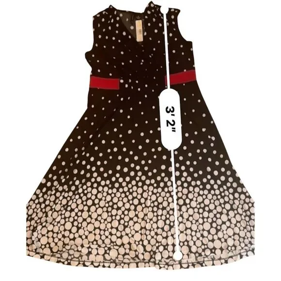 New Directions Women's M Polka Dot Fit & Flare Dress Red Accents - Picture 7 of 8
